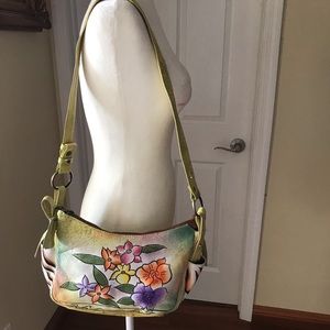 Great American Leather works Purse Handbag Floral Painted Leather